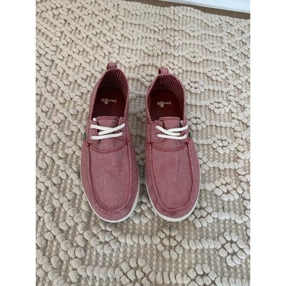 SANUK Men's Admiral TX Lace-Up Boat Shoes Red Size 9 - Picture 4 of 8